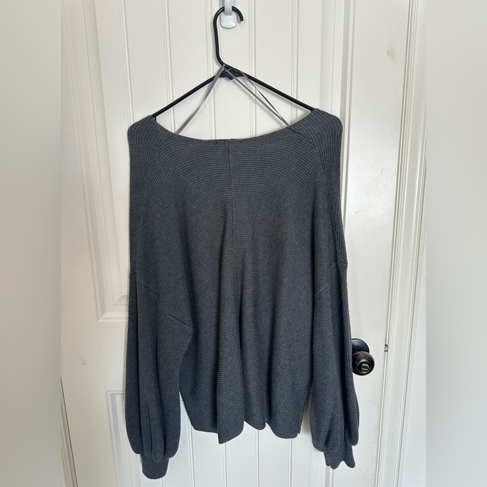 1. State Gray Ribbed Sweater - Picture 5 of 5